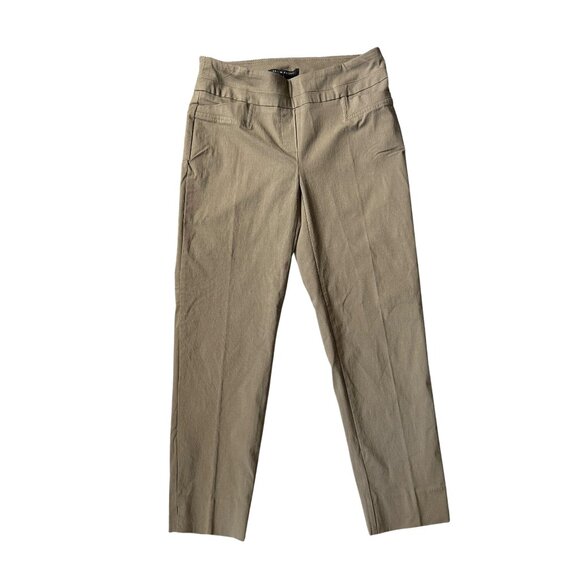 Zac & Rachel tan flat front khaki cropped stretchy pull on pants women's size 6 - Picture 1 of 6